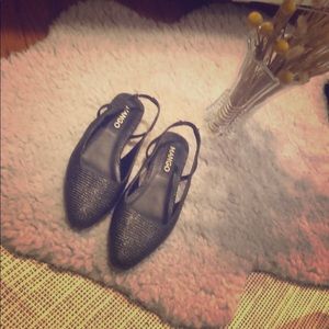 Mango sling back basket weave flats